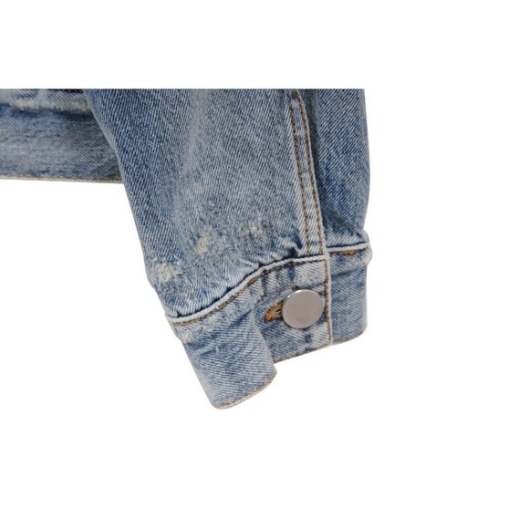 Balmain Mens Distressed Jeans Jacket Size Large Blue Denim Logo Ripped Sleeves - Picture 11 of 14